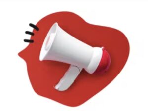 White and red megaphone symbolilzing MSBAs Announcements mailing list