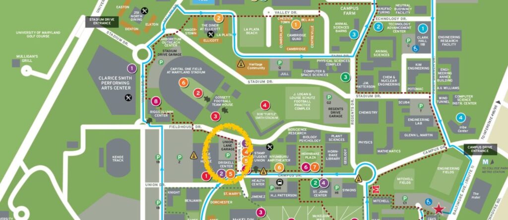 section of UMD campus map
